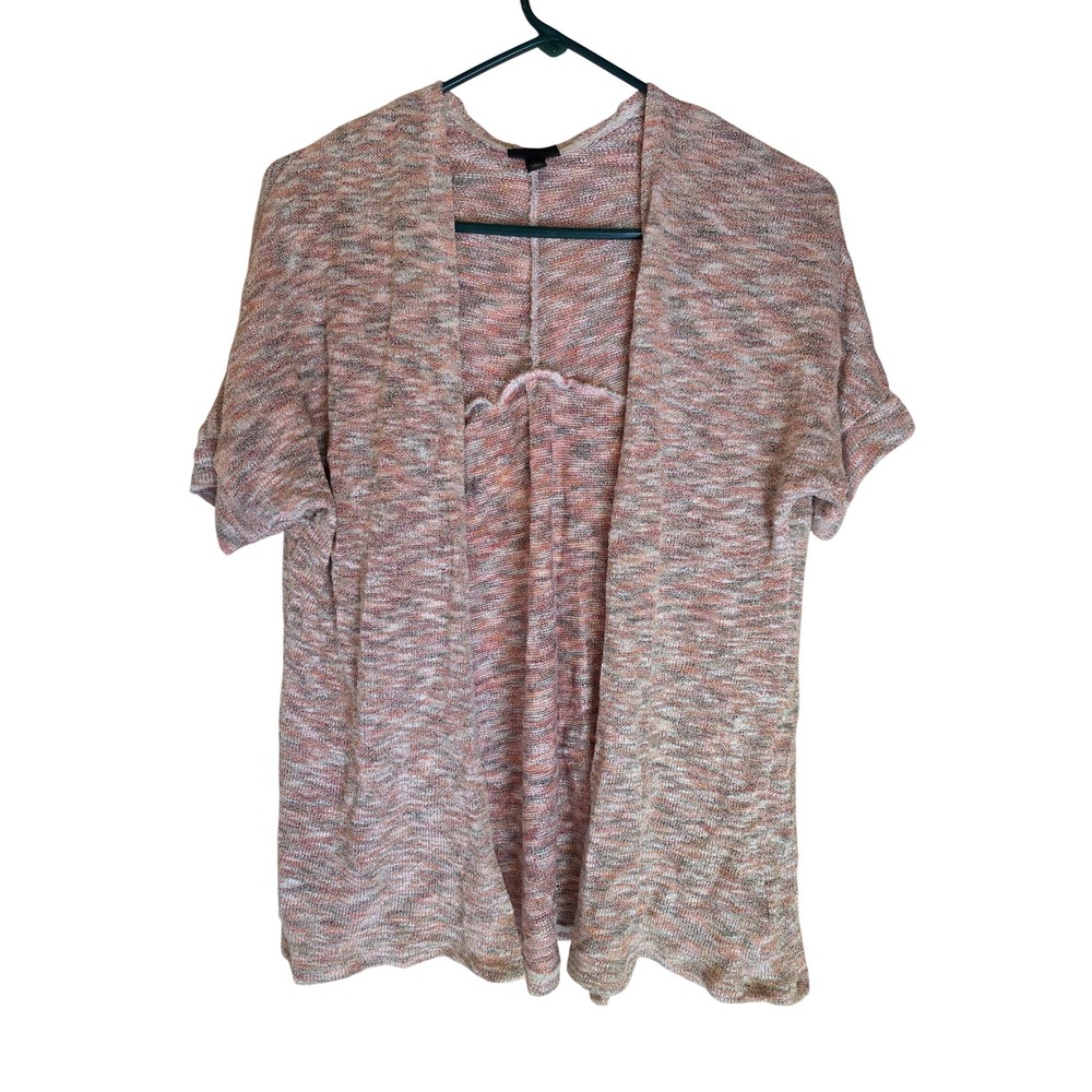 Torrid Pink Space Dye Open Front Cardigan Short Sleeve Metallic Knit Size 0X